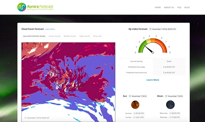 Aurora Forecast: Website mit Nordlicht-Vorhersage