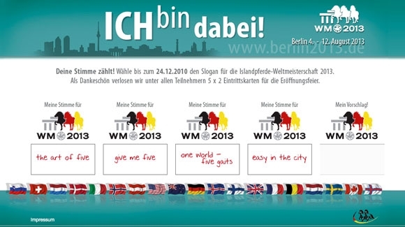 WM 2013: Website da, IPZV-Mitglieder sollen Slogan finden