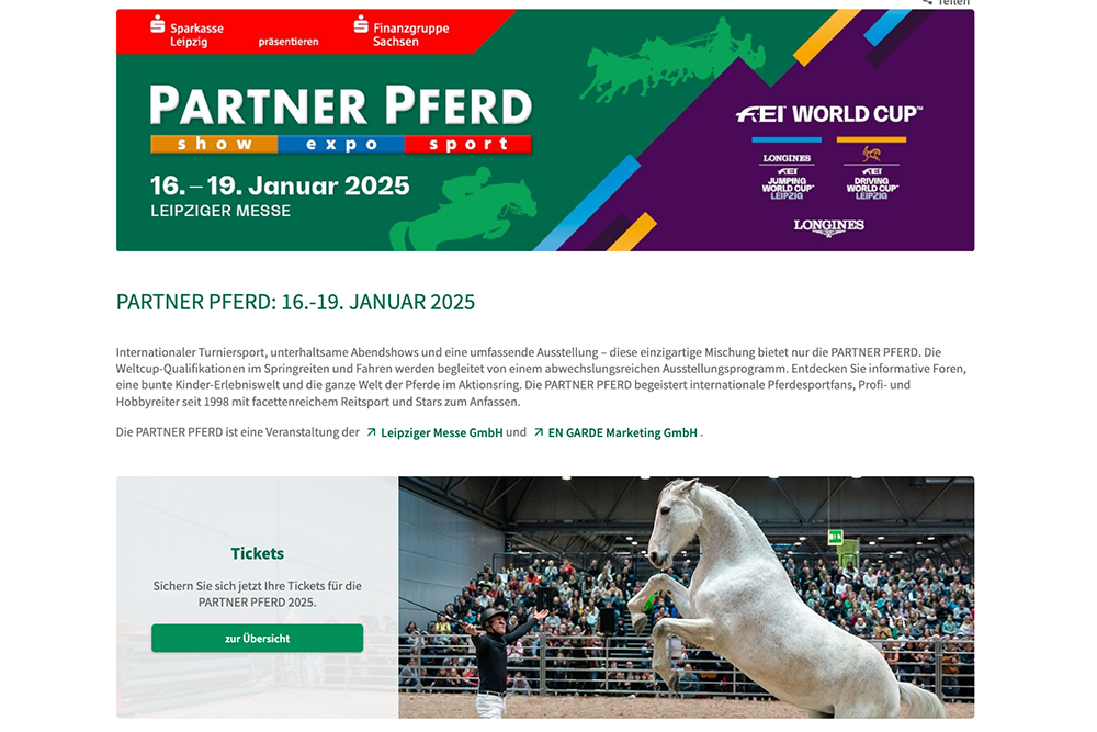 Partner Pferd von heute bis Sonntag in Leipzig